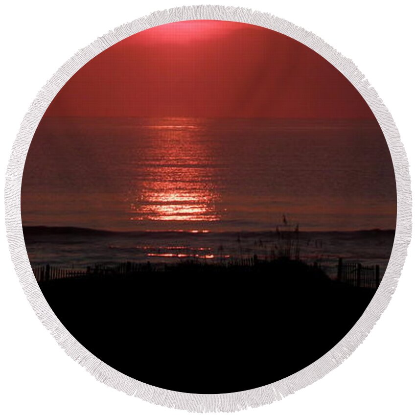 Sunrise Round Beach Towel featuring the photograph Just A Peak #1 by Kim Galluzzo