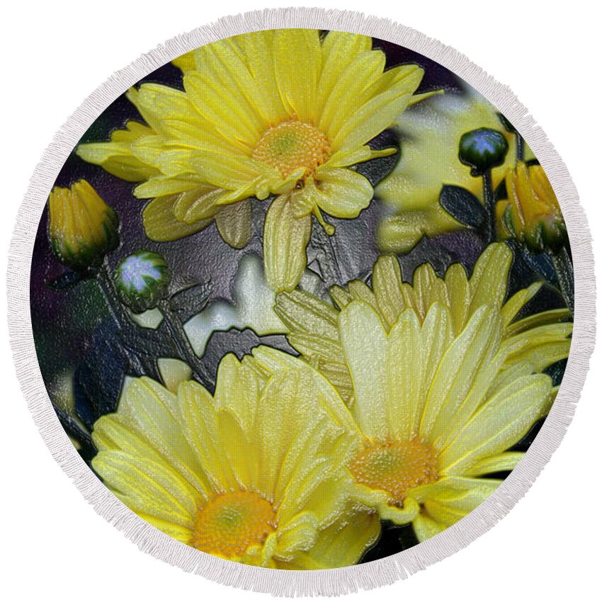 Yellow Round Beach Towel featuring the photograph Pretty in Yellow #2 by Karen Harrison Brown
