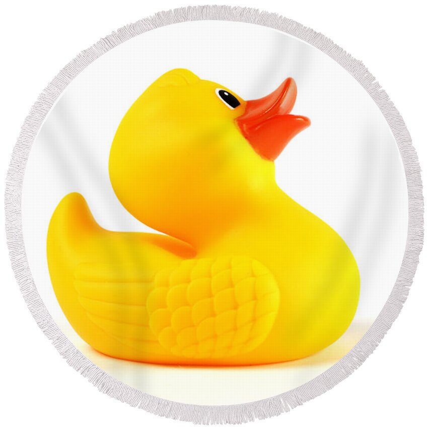 Rubber Duck Round Beach Towel featuring the photograph Rubber Duck #1 by Photo Researchers, Inc.