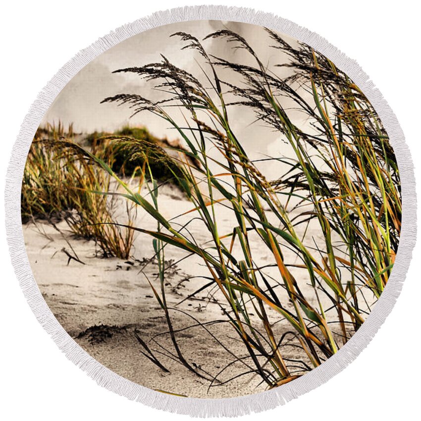 Sea Oats Round Beach Towel featuring the photograph Sea Oats #1 by Kristin Elmquist