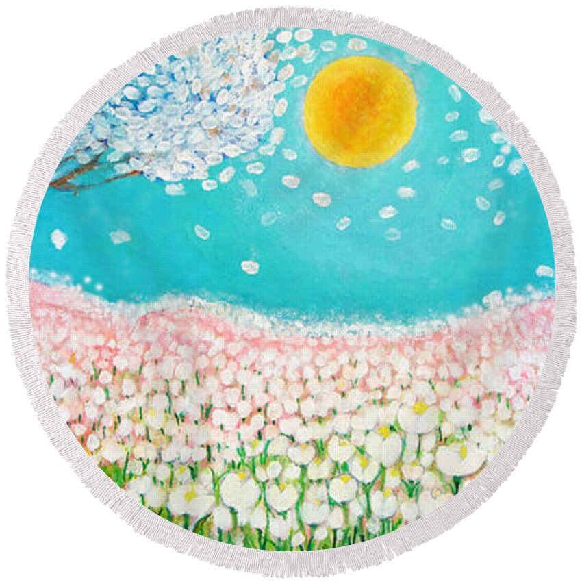 Tulips Round Beach Towel featuring the painting Sweet Dreams #1 by Ashleigh Dyan Bayer