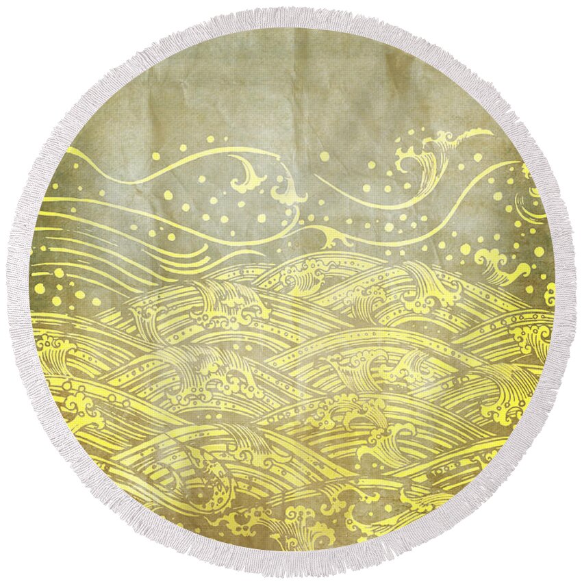 Abstract Round Beach Towel featuring the photograph Water Pattern On Old Paper #1 by Setsiri Silapasuwanchai