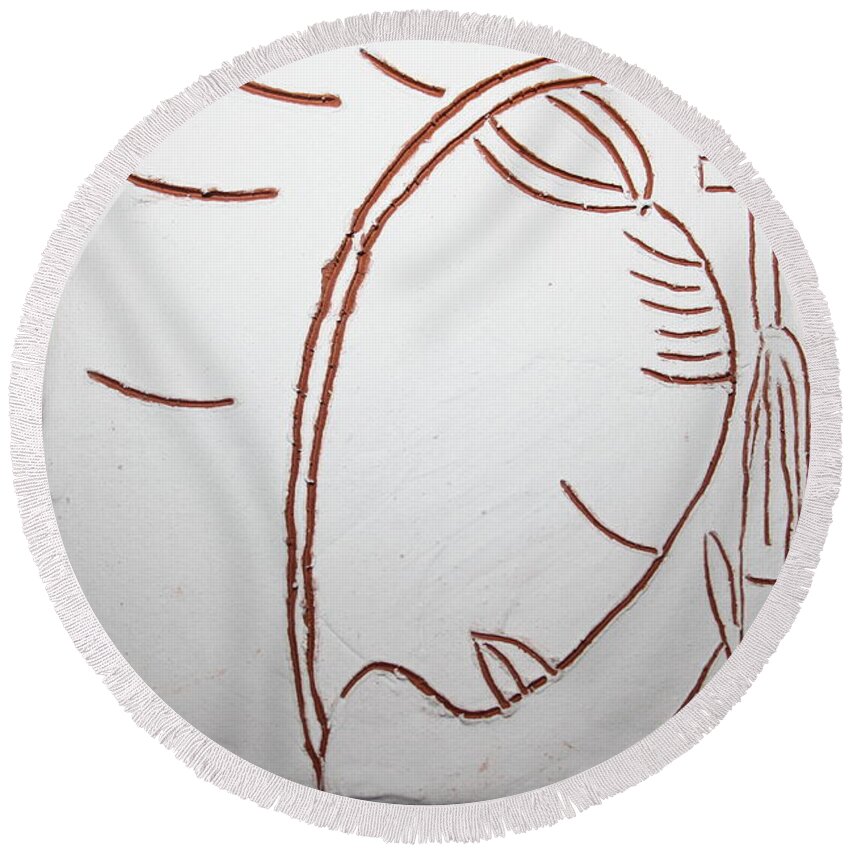 Jesus Round Beach Towel featuring the painting Sign - tile #14 by Gloria Ssali