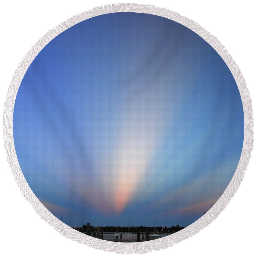 Sunset Round Beach Towel featuring the photograph 17- Light Show by Joseph Keane