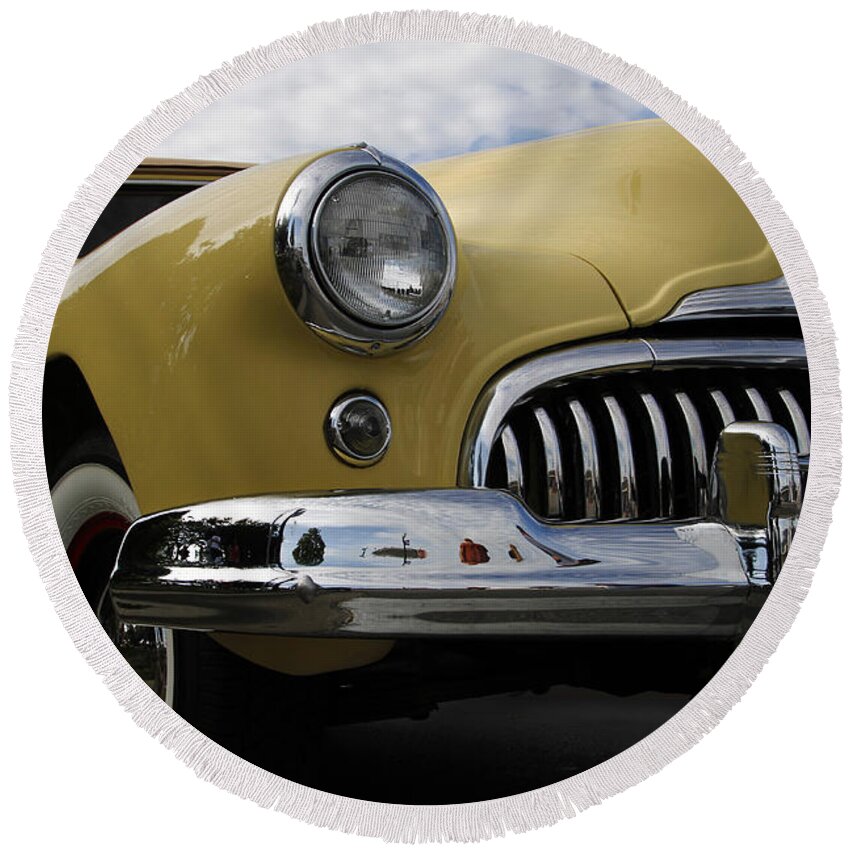 Classic Round Beach Towel featuring the photograph 1948 Buick Convertible by Dennis Hedberg