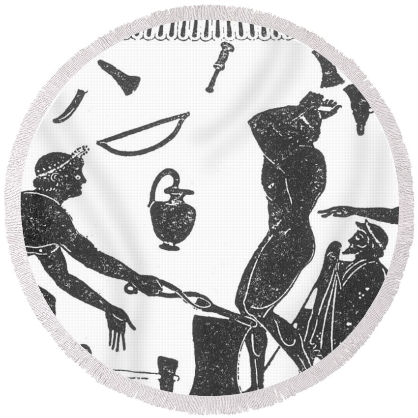 History Round Beach Towel featuring the photograph Greek Blacksmith, 6th Century Bc #2 by Science Source