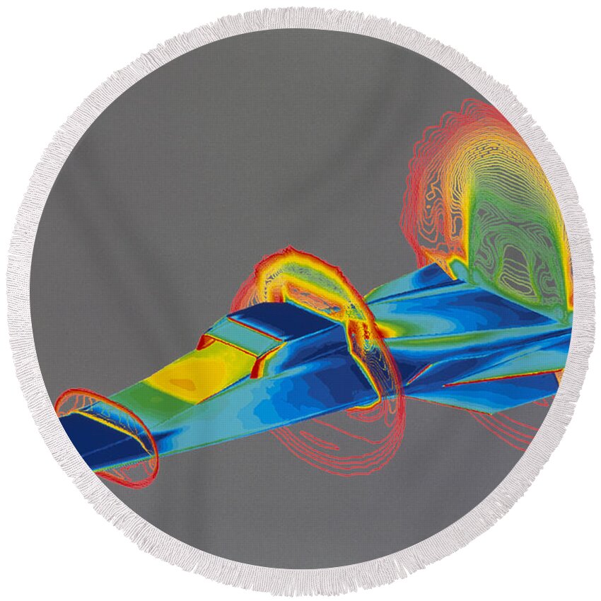 Art Round Beach Towel featuring the photograph HyperX Hypersonic Aircraft by Science Source