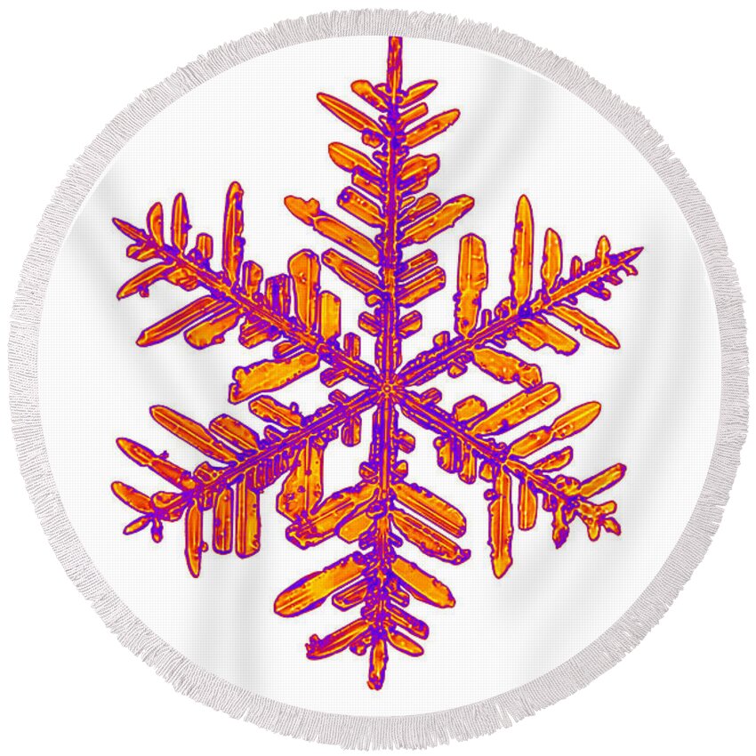 Snowflake Round Beach Towel featuring the photograph Snowflake #24 by Ted Kinsman