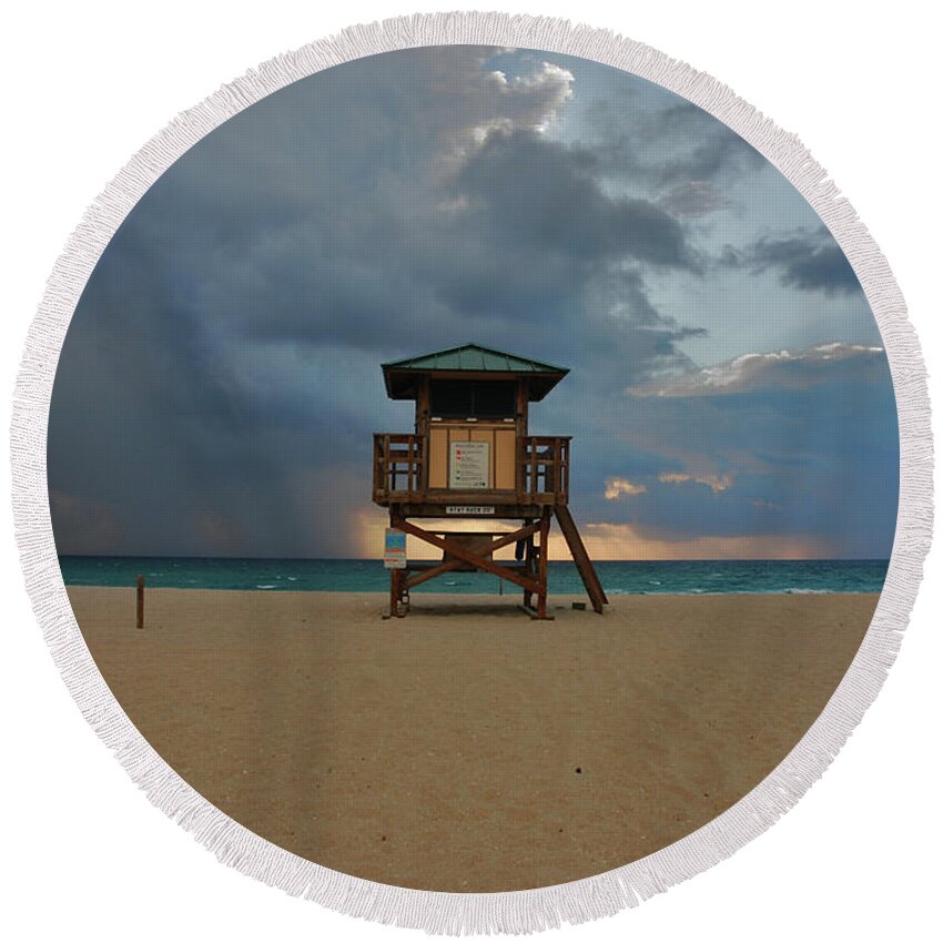 Storm Clouds Beach Round Beach Towel featuring the photograph 26- Storm Front by Joseph Keane