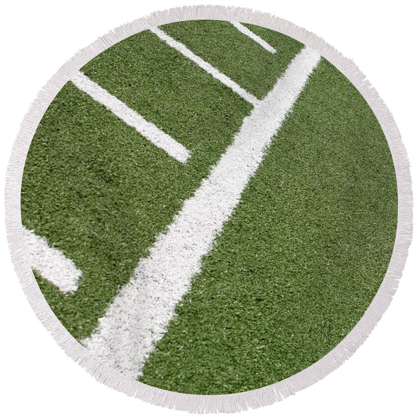 American Round Beach Towel featuring the photograph Football Lines #3 by Henrik Lehnerer