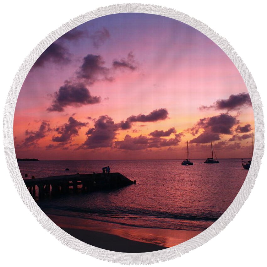 Sunset Round Beach Towel featuring the photograph Sunset #3 by Catie Canetti
