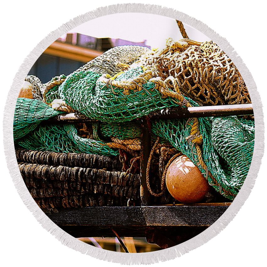 New Bedford Round Beach Towel featuring the photograph Nets #4 by Marysue Ryan