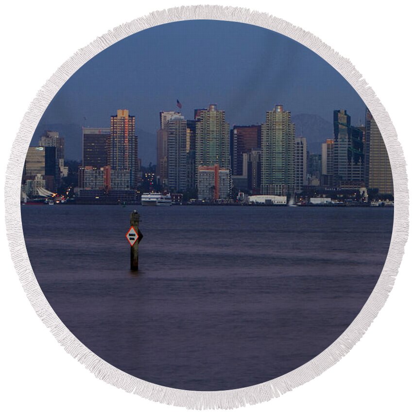 Blue Round Beach Towel featuring the photograph 8001 by Daniel Knighton