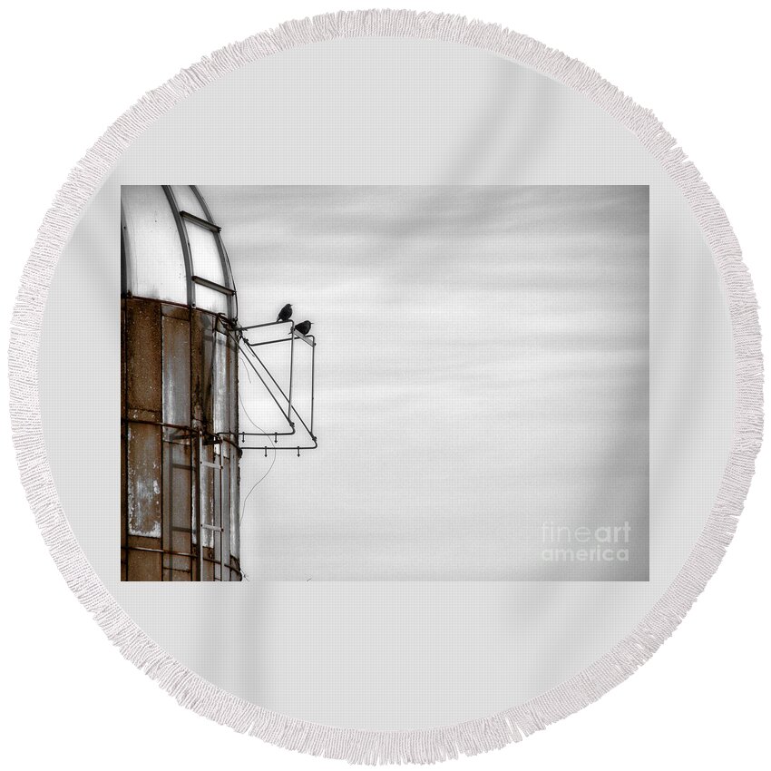 Blackbirds Round Beach Towel featuring the photograph A Change Is Coming by Angie Rea