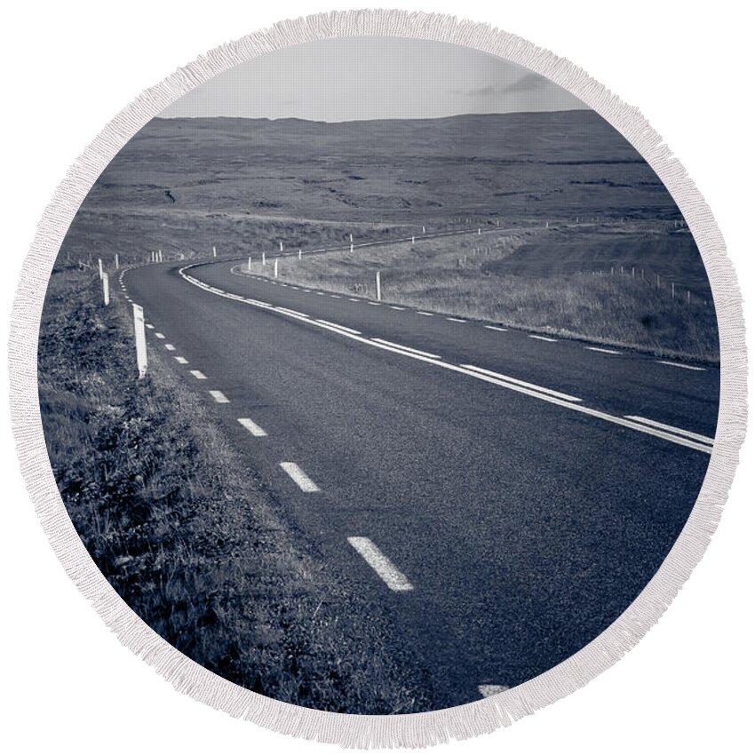 Iceland Round Beach Towel featuring the photograph A Curve Ahead by Anthony Doudt