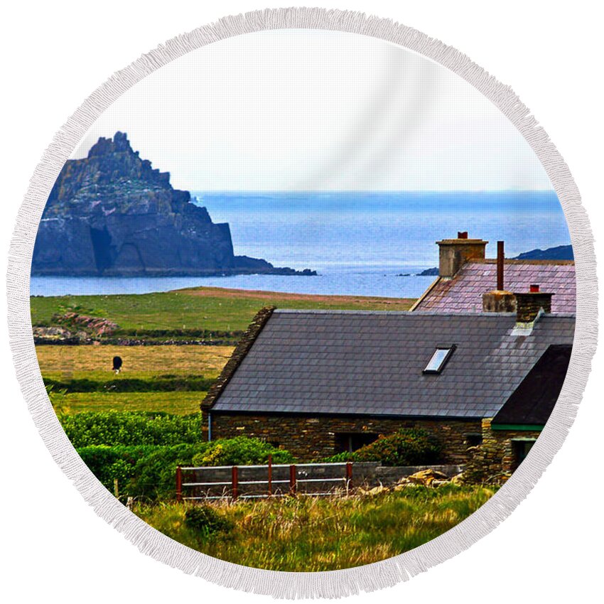 Fine Art Photography Round Beach Towel featuring the photograph A House in Ireland by Patricia Griffin Brett