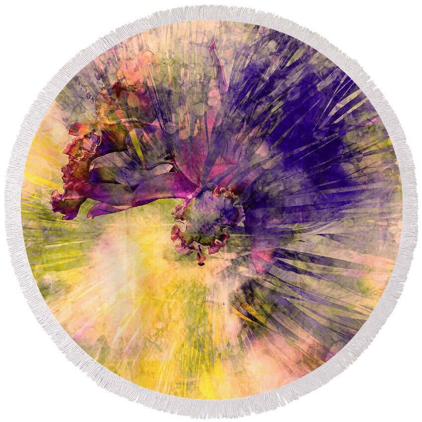 Floral Round Beach Towel featuring the digital art A Little Romance by Barbara Berney