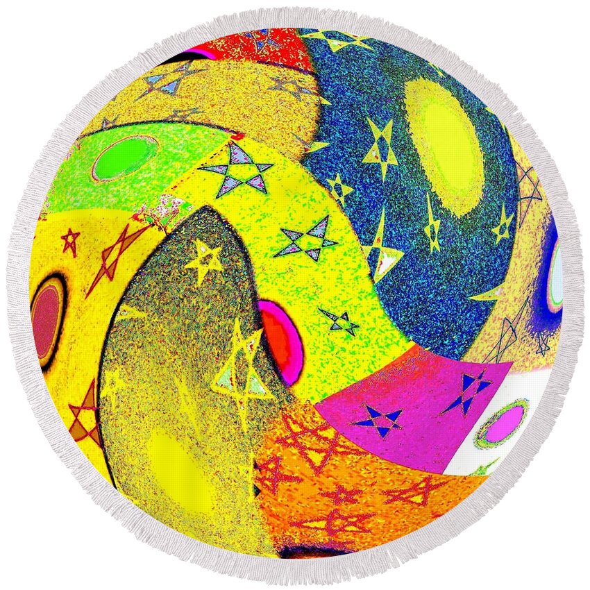 Abstract Fusion Round Beach Towel featuring the digital art Abstract Fusion 110 by Will Borden