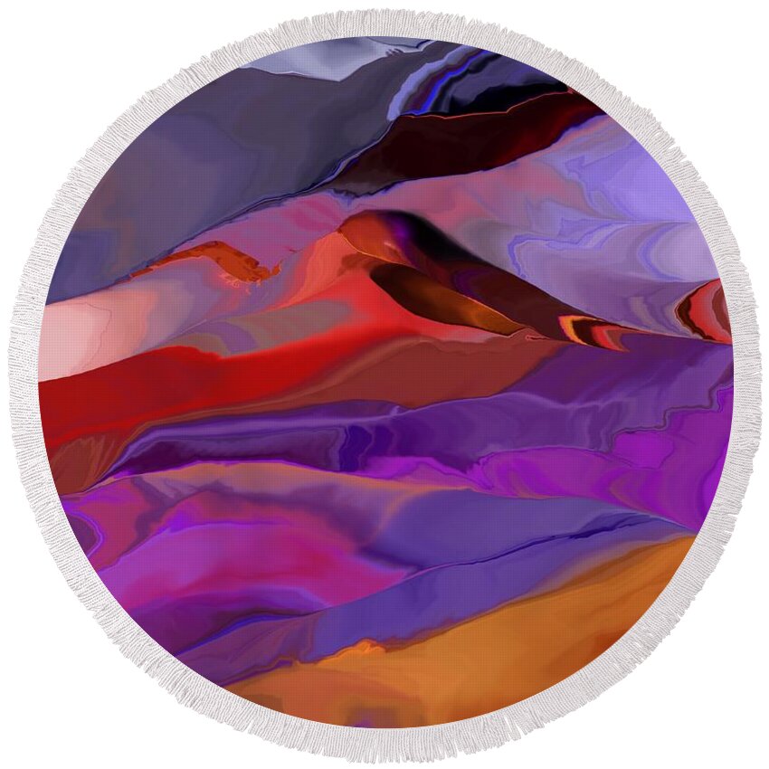 Fine Art Round Beach Towel featuring the digital art Abstract Hills and Mountains 121611 by David Lane