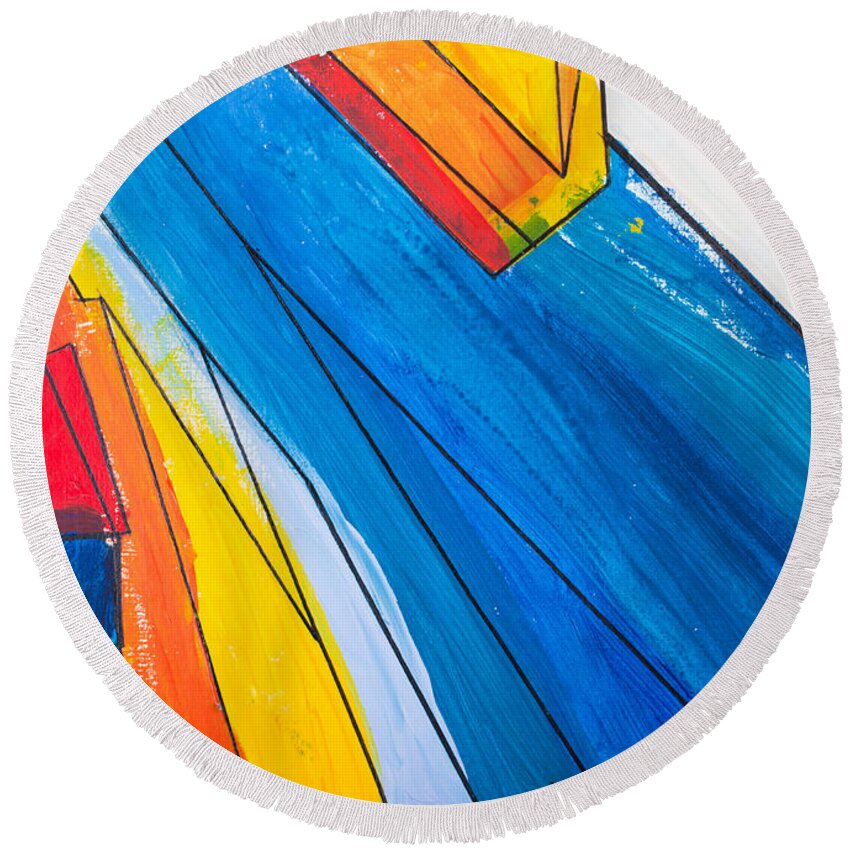 Abstract Round Beach Towel featuring the painting Abstract painting by Simon Bratt