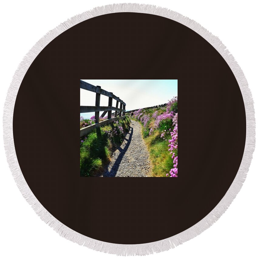 Instaaaaah Round Beach Towel featuring the photograph Ameria Pathway by Silva Halo