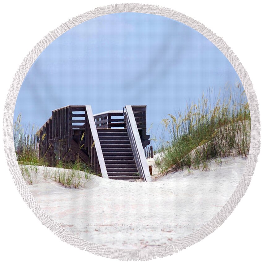 Stairs Round Beach Towel featuring the photograph Anastasia Stairs by Judy Hall-Folde
