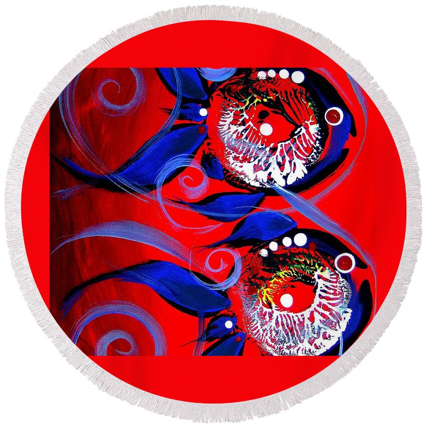 Fish Round Beach Towel featuring the painting Anything Fish 1 by J Vincent Scarpace