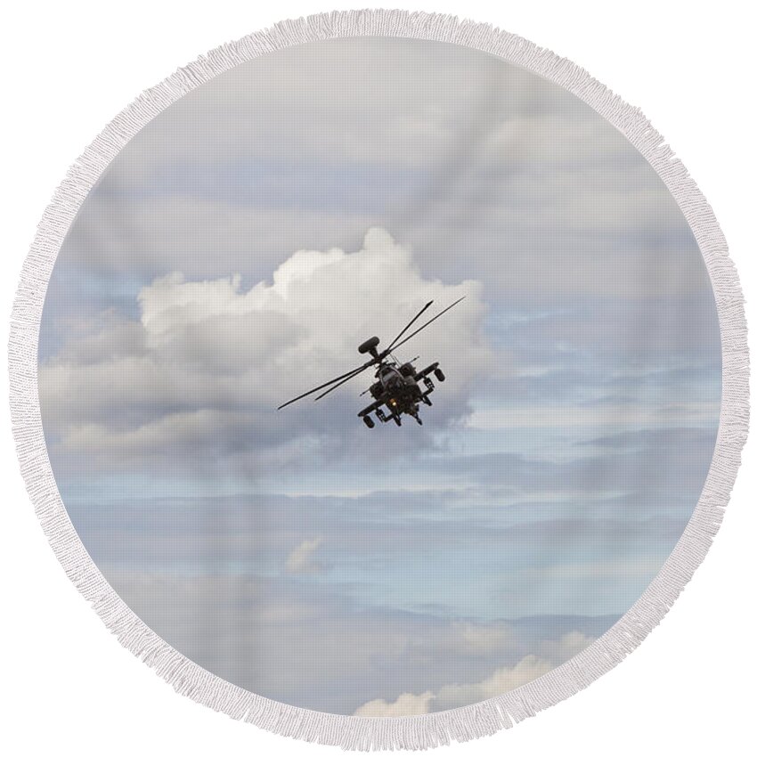 Apache Helicopter Round Beach Towel featuring the photograph Apache by Maj Seda