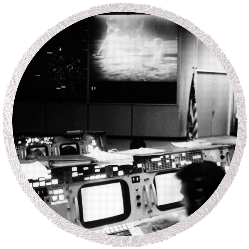 1969 Round Beach Towel featuring the photograph Apollo 11: Mission Control by Granger