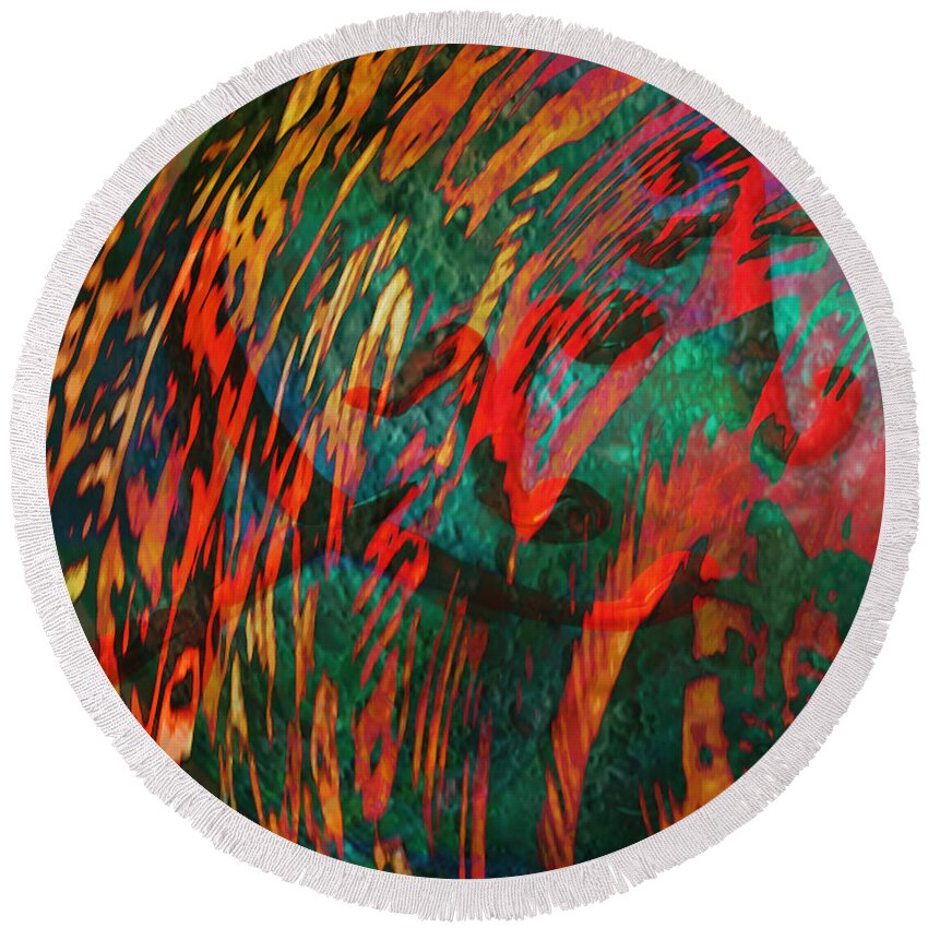 Lettering Round Beach Towel featuring the mixed media Art and Soul by Kevin Caudill