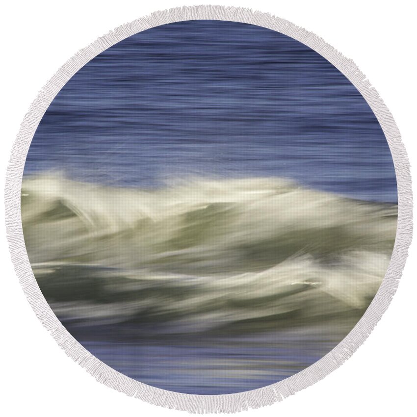 Massachusetts Round Beach Towel featuring the photograph Artistic Wave by Betty Denise