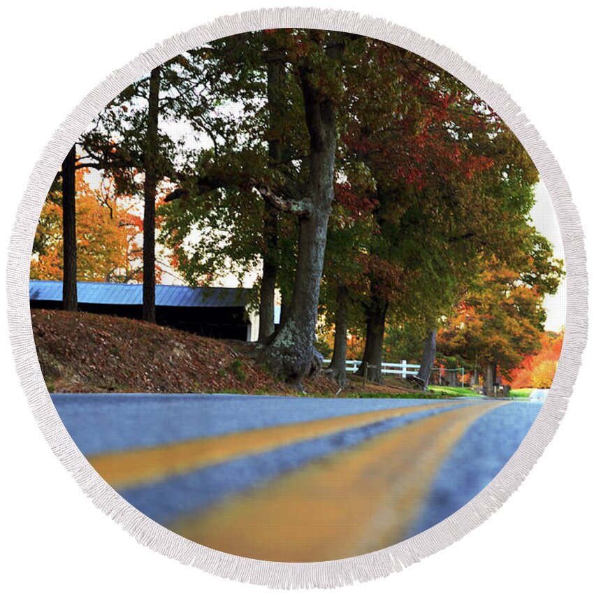 Road Round Beach Towel featuring the photograph Autumn Road by La Dolce Vita