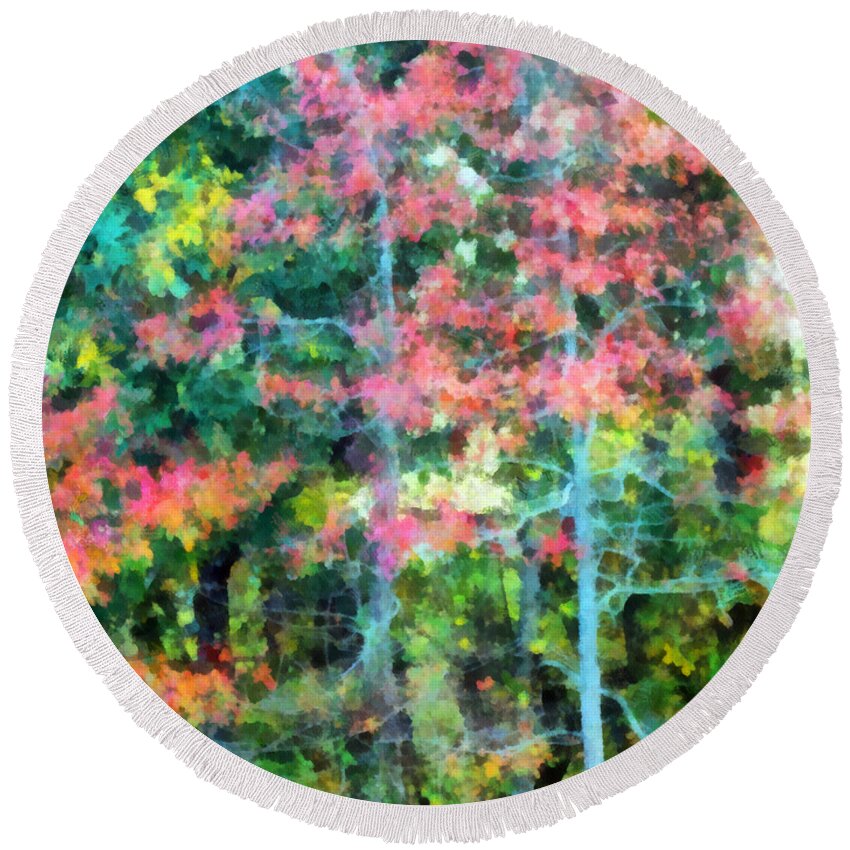 Tree Round Beach Towel featuring the photograph Autumnal Magic by Angelina Tamez