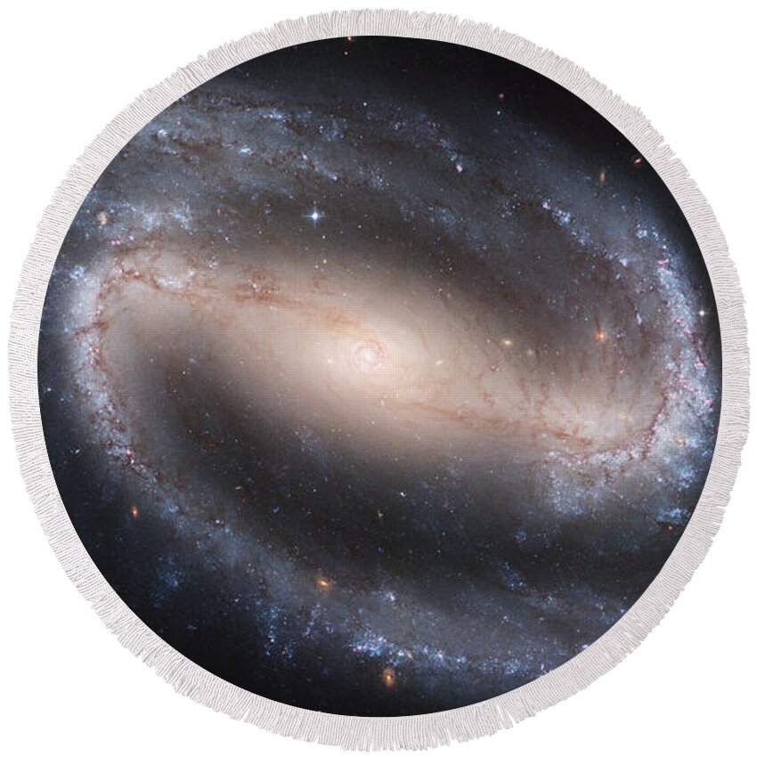 Space Round Beach Towel featuring the photograph Barred Spiral Galaxy, Ngc 1300 by Nasa