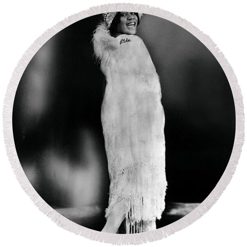 Bessie Smith Round Beach Towel featuring the photograph Bessie Smith African-american Blues Singer by Omikron