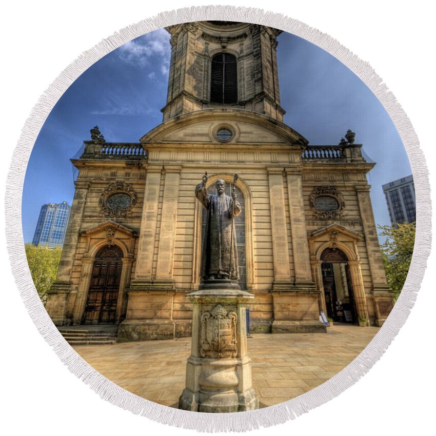 Church Round Beach Towel featuring the photograph Birmingham Cathedral 2.0 by Yhun Suarez
