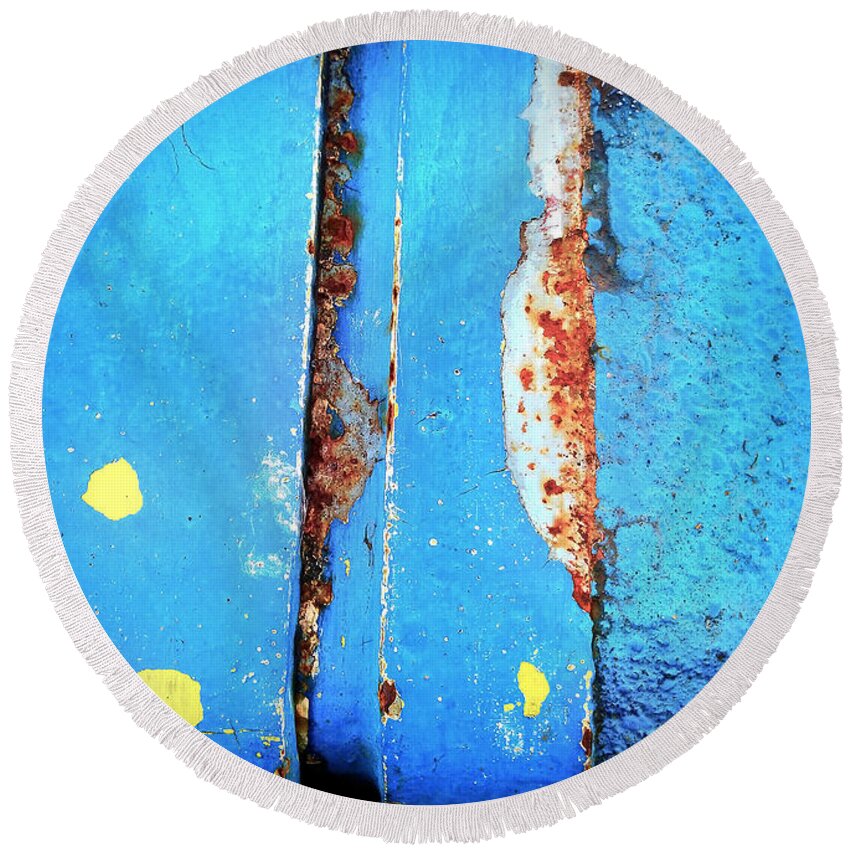 Rust Round Beach Towel featuring the photograph Blue Abstract by Eena Bo