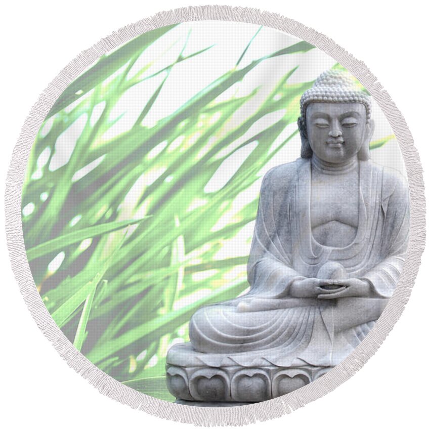 Asia Round Beach Towel featuring the photograph Buddha Grass by Hannes Cmarits