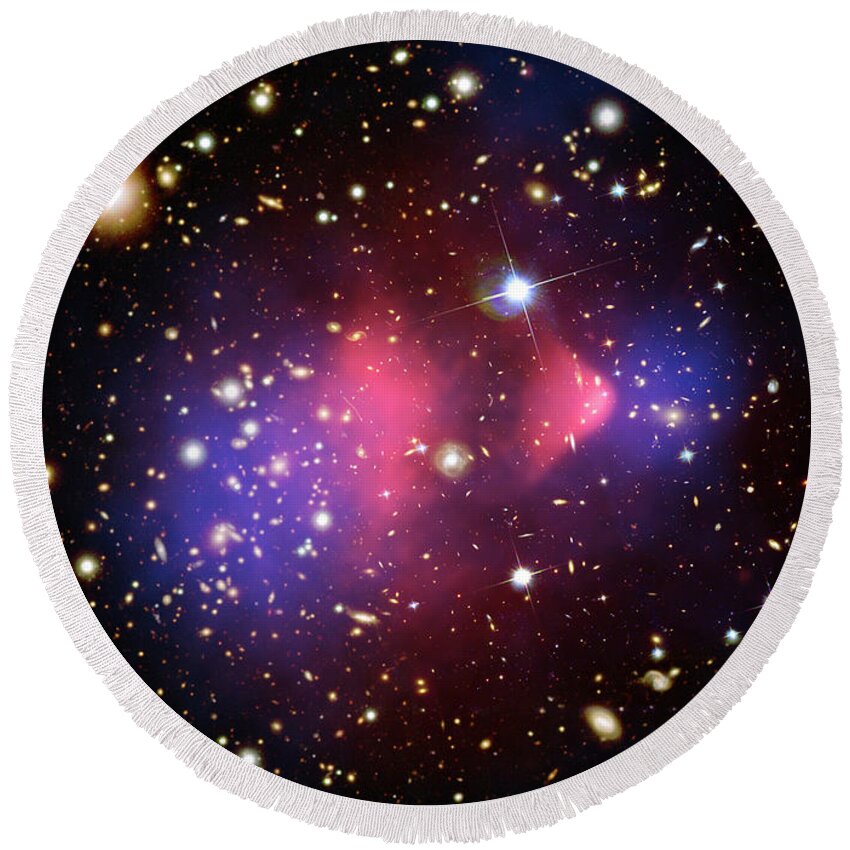 Chandra Round Beach Towel featuring the photograph Bullet Cluster by Nasa