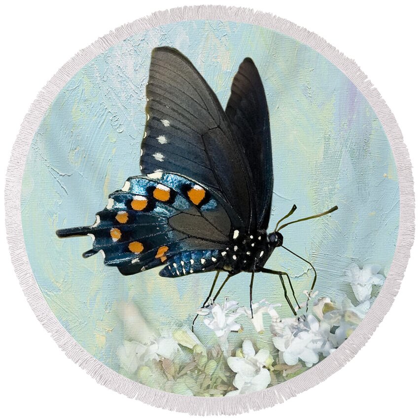 Pipevine Swallowtail Round Beach Towel featuring the photograph Butterfly Candy by Betty LaRue