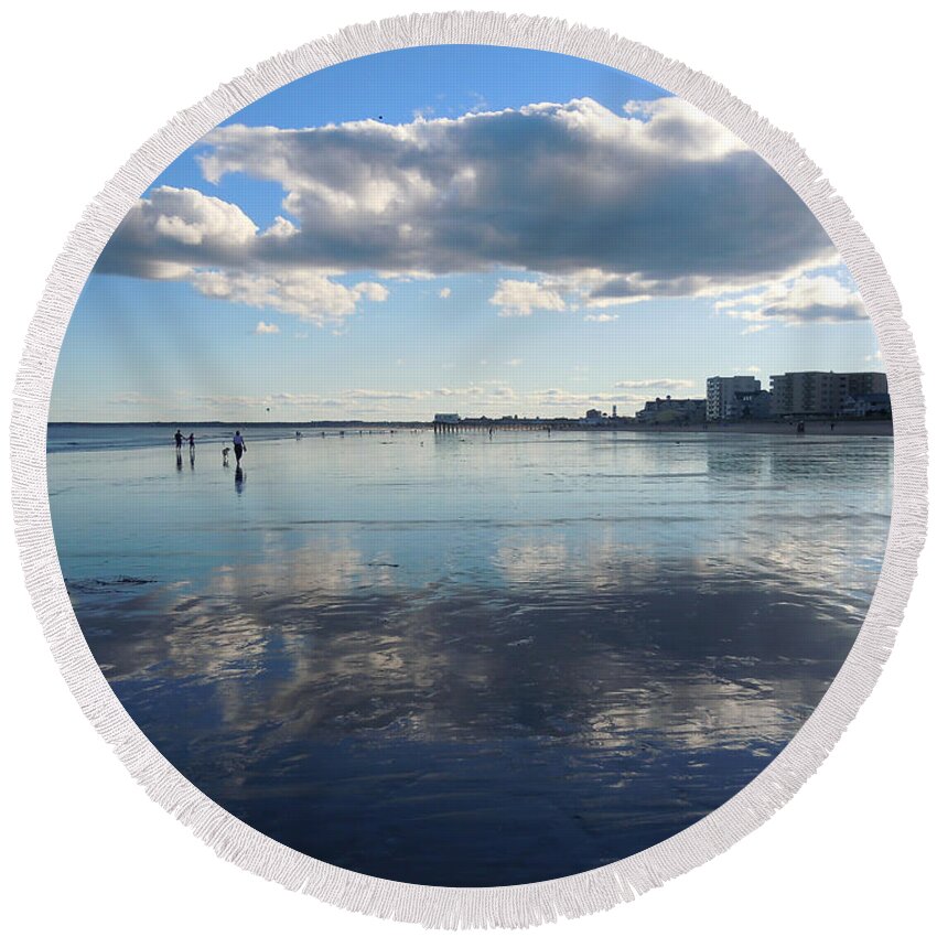 Beach Round Beach Towel featuring the photograph By the Sea in Maine by Nancy Griswold