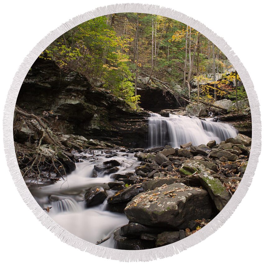 Waterfall Round Beach Towel featuring the photograph Canyon Creek by David Troxel