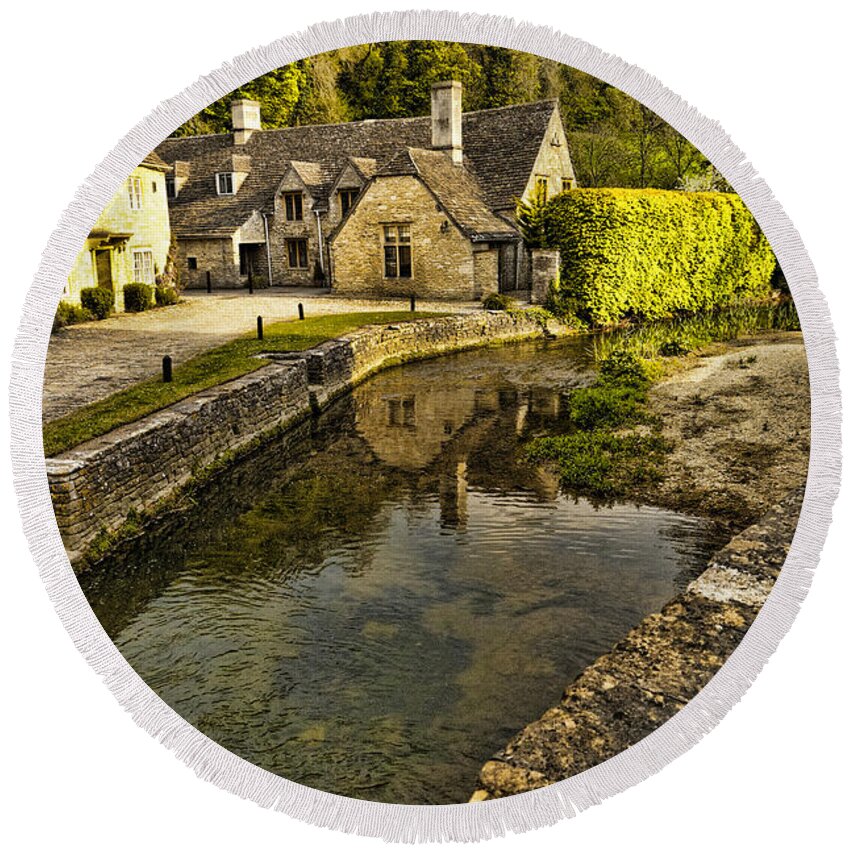 Castle Combe Round Beach Towel featuring the photograph Castle Combe Bridgeside by Jon Berghoff