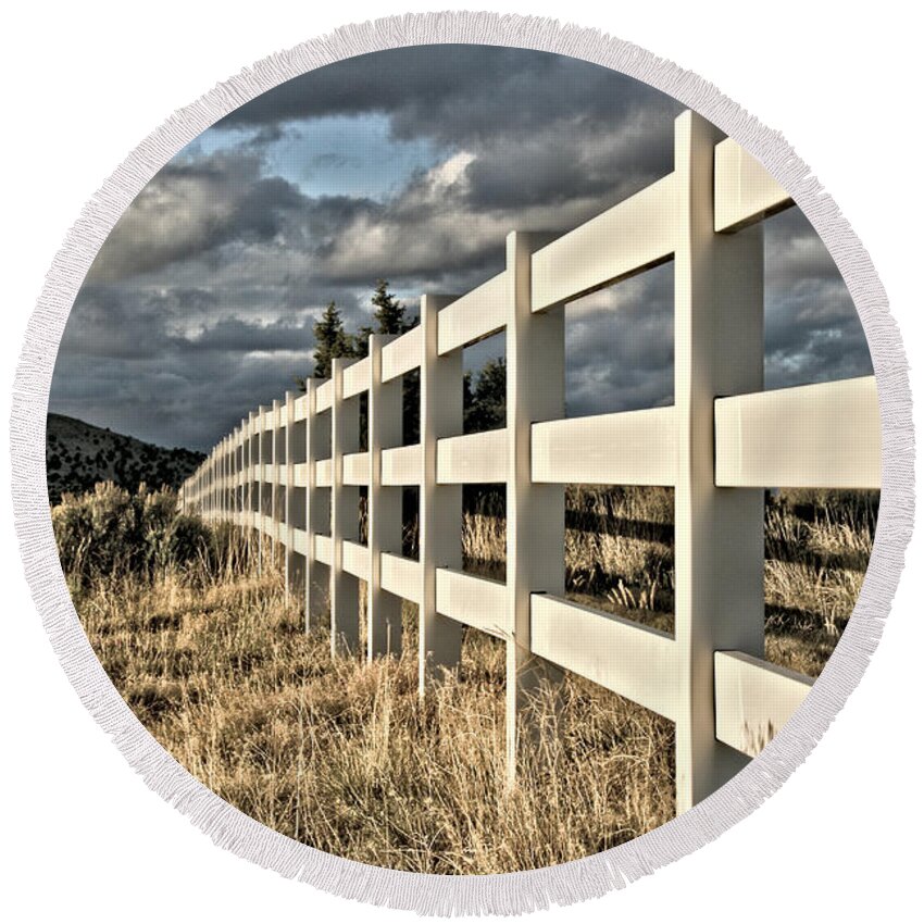 Fence Round Beach Towel featuring the photograph Choose A Side by Mark Ross