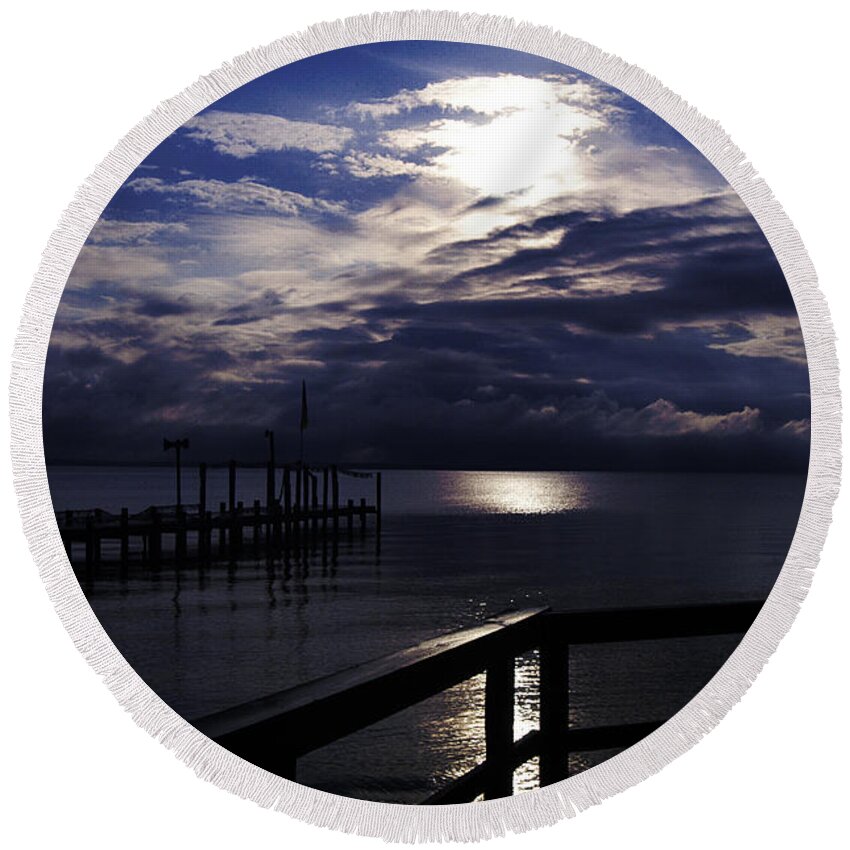 Clay Round Beach Towel featuring the photograph Cold Night on the Water by Clayton Bruster