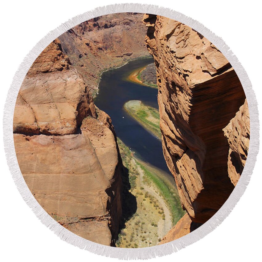 Arizona Round Beach Towel featuring the photograph Colorado River at Horseshoe Bend by Mike McGlothlen