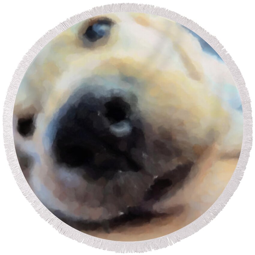 Dog Round Beach Towel featuring the painting Contentment by Lynne Jenkins