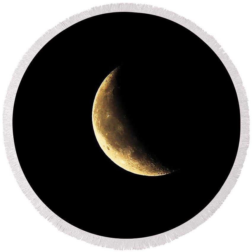 Crescent Moon Round Beach Towel featuring the photograph Crescent Close Up by Al Powell Photography USA