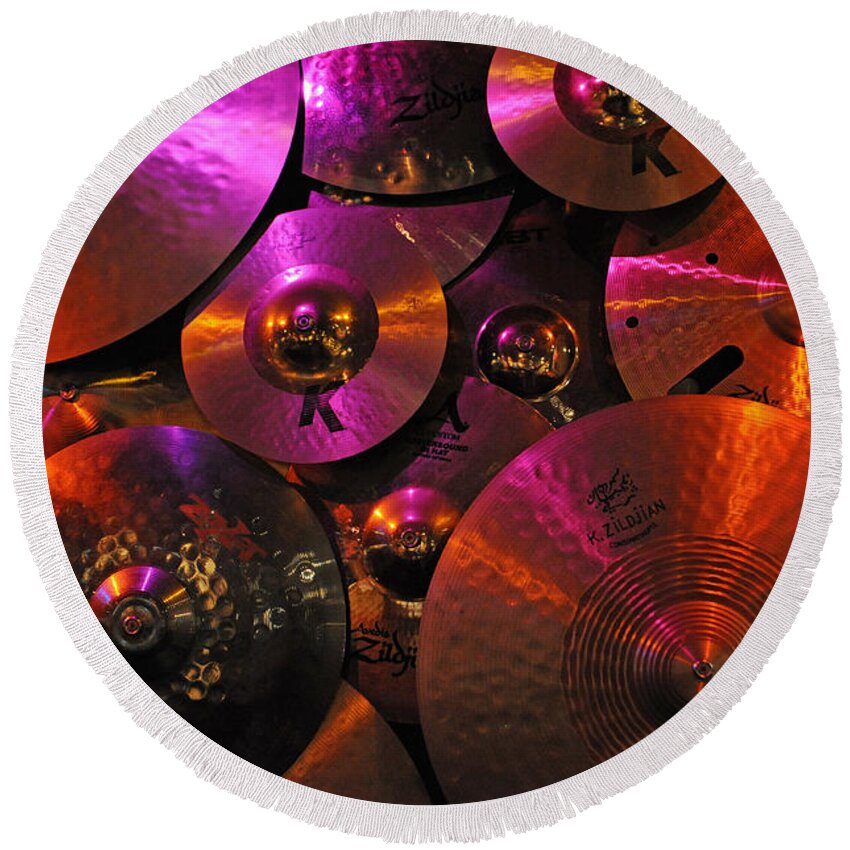 Cymbal Round Beach Towel featuring the photograph Cymbalism by Mike Martin