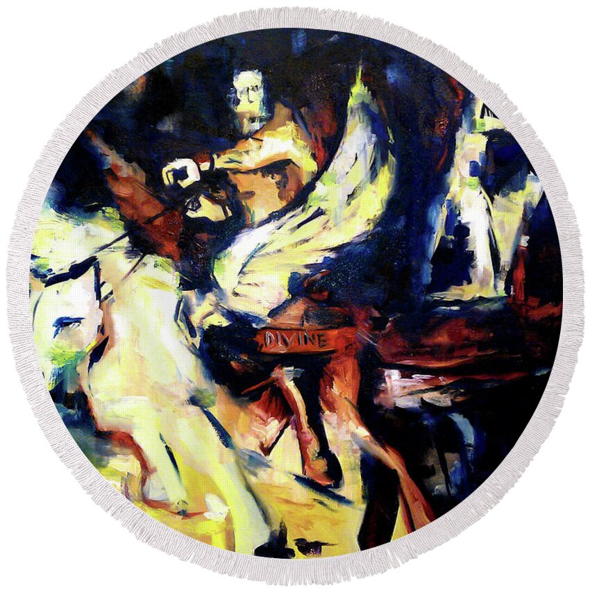 Horses Round Beach Towel featuring the painting Divine Madness II by John Gholson